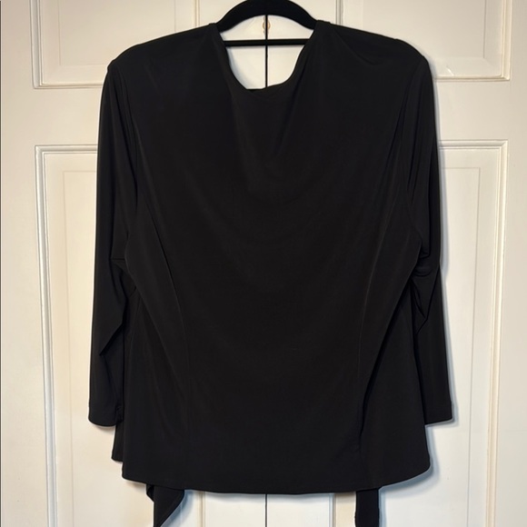 Versatile Connected Apparel Black Open Waterfall Front Topper/Jacket - Picture 2 of 6